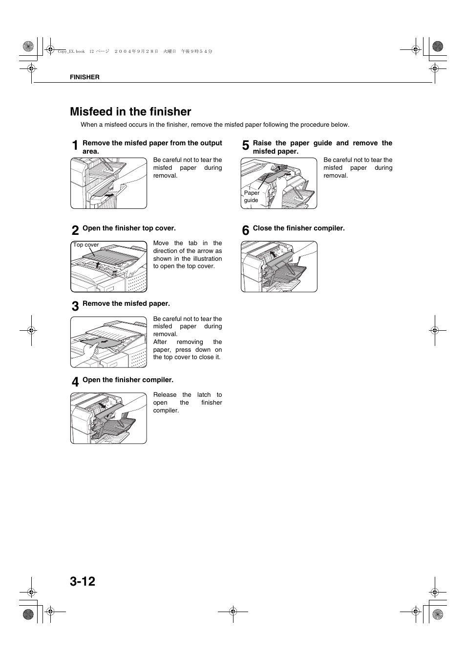 Misfeed in the finisher | Sharp AR-M451N User Manual | Page 66 / 188