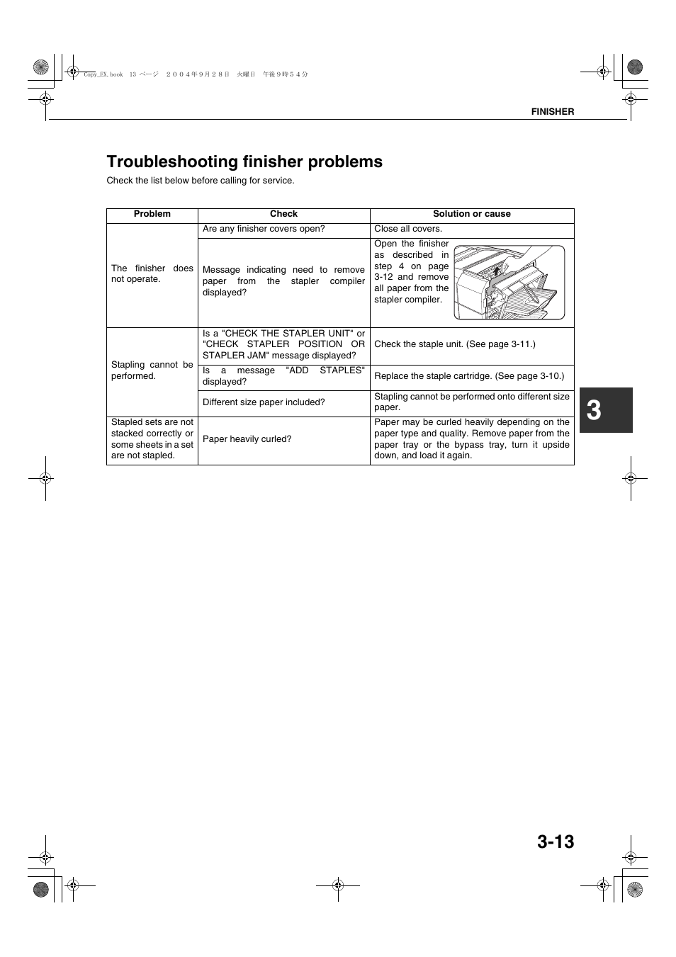 Troubleshooting finisher problems | Sharp AR-M451N User Manual | Page 67 / 188