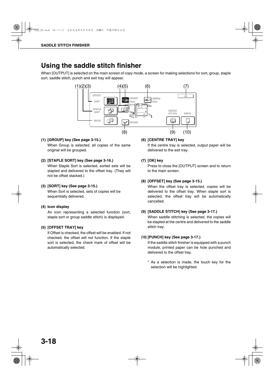 Using the saddle stitch finisher | Sharp AR-M451N User Manual | Page 72 / 188