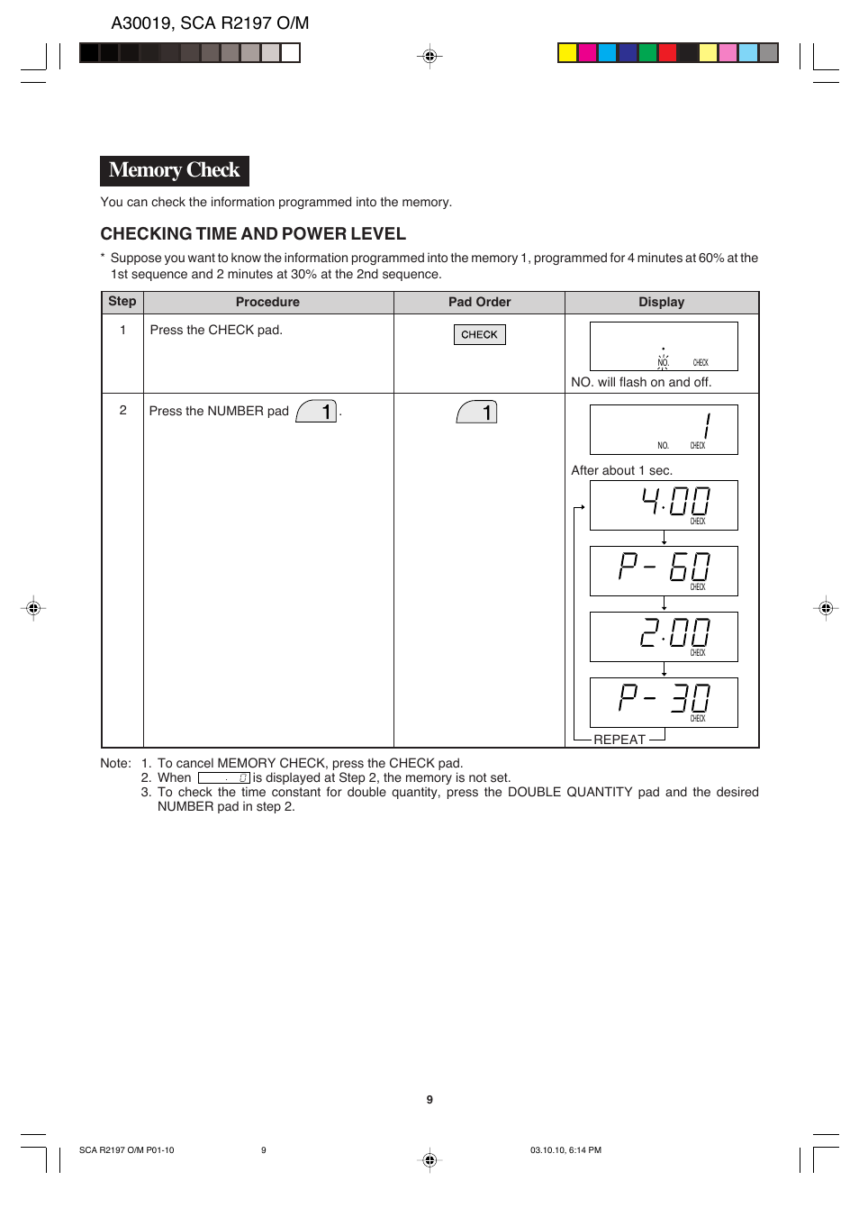 Checking time and power level | Sharp MODEL R-2197 User Manual | Page 10 / 20
