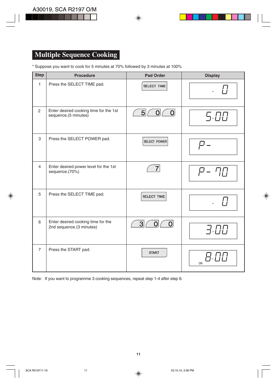 Multiple sequence cooking | Sharp MODEL R-2197 User Manual | Page 12 / 20