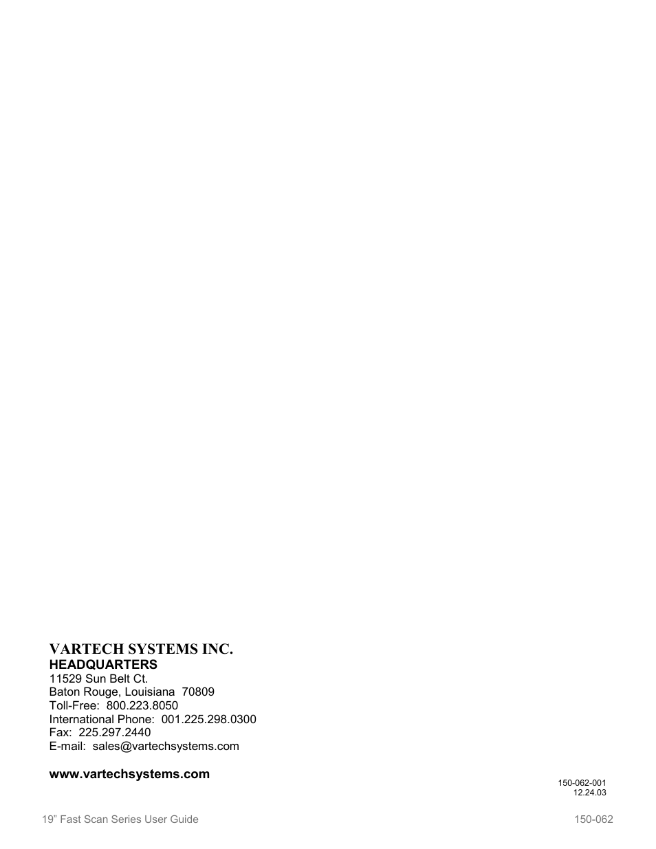 Vartech systems inc | Sharp VT19B-PW User Manual | Page 17 / 17