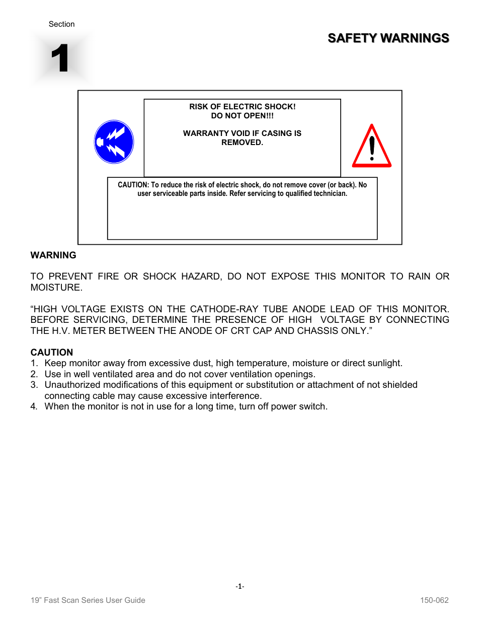 Safety warnings | Sharp VT19B-PW User Manual | Page 3 / 17