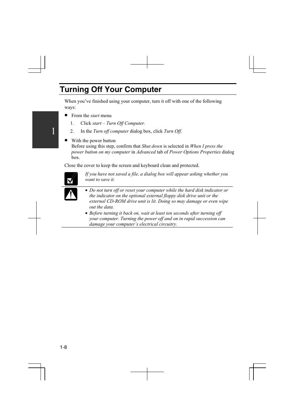 Turning off your computer | Sharp PC-MM1 User Manual | Page 26 / 123