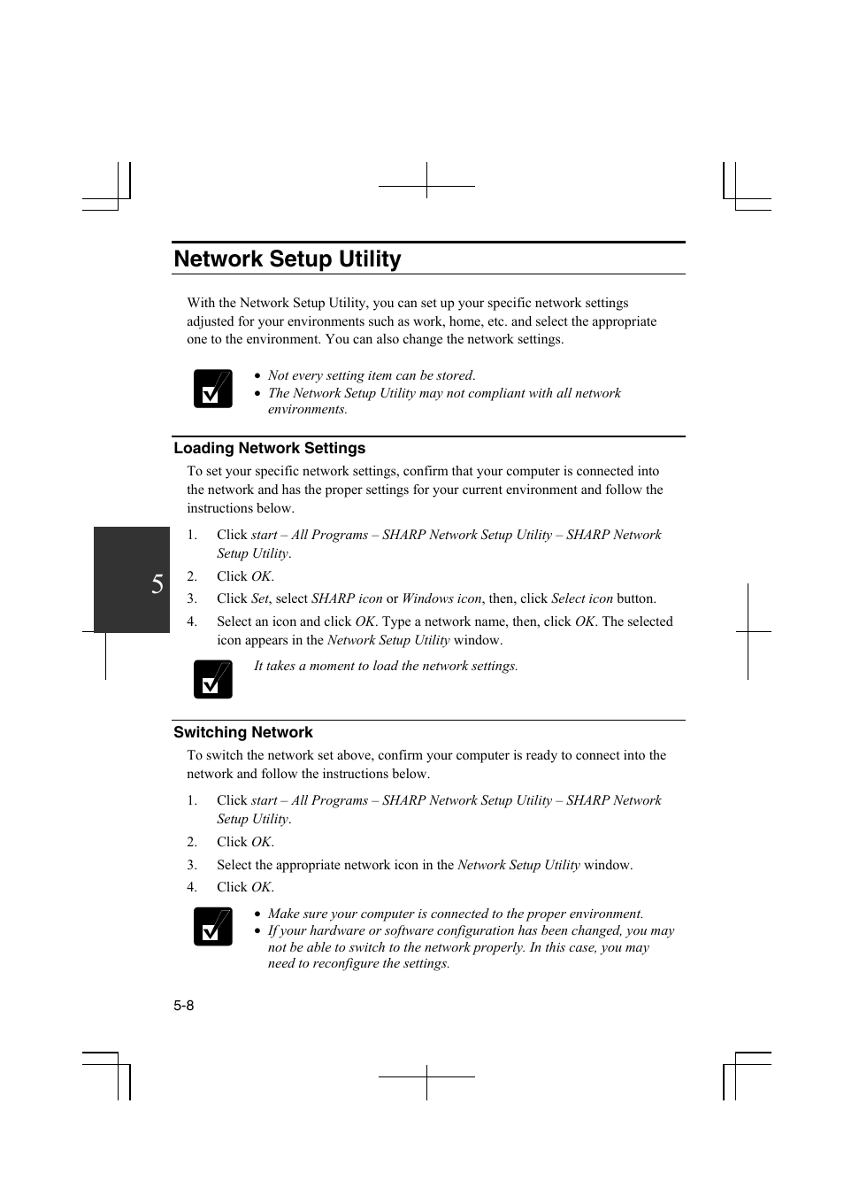 Network setup utility | Sharp PC-MM1 User Manual | Page 80 / 123