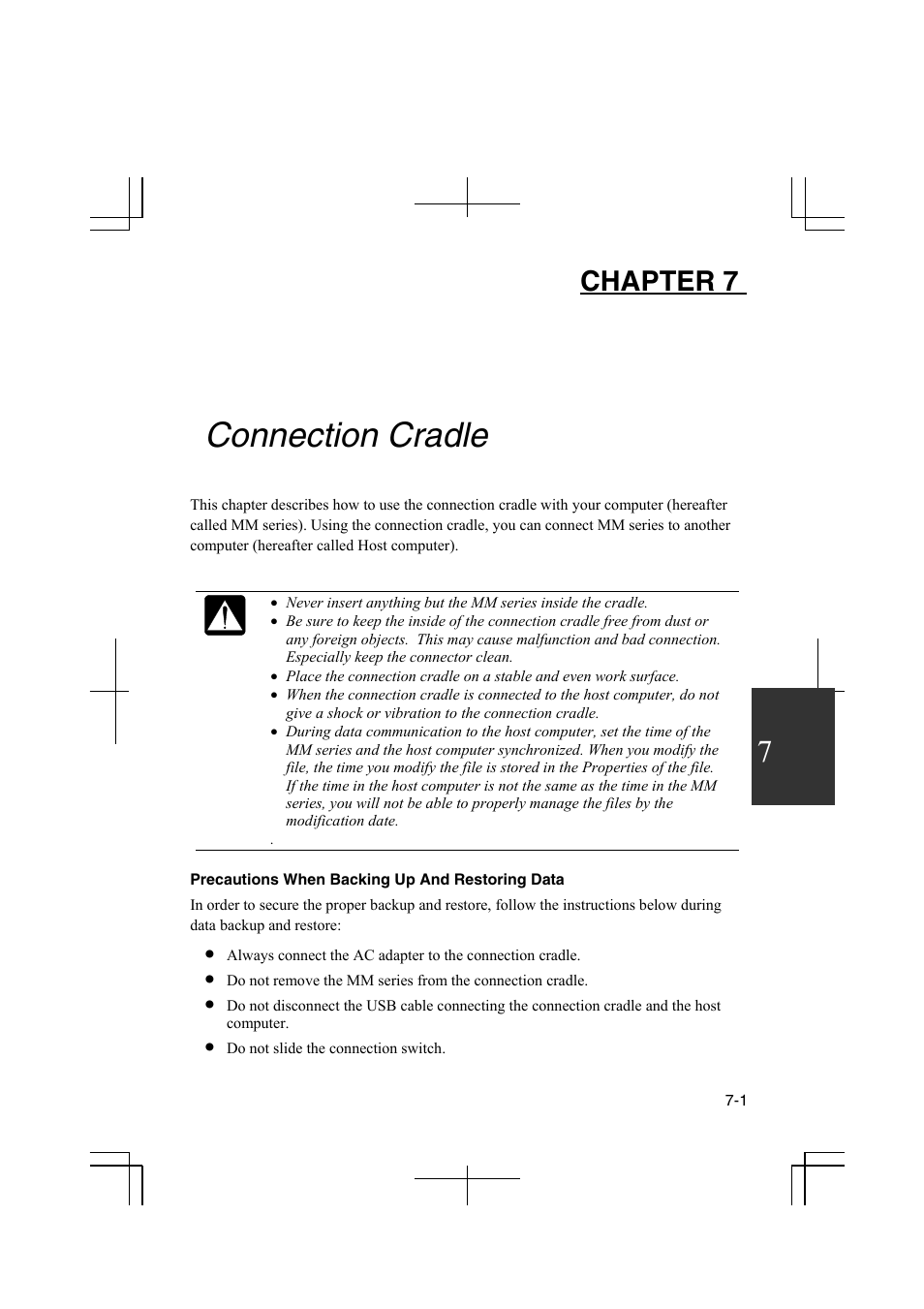 Connection cradle, Chapter 7 | Sharp PC-MM1 User Manual | Page 91 / 123