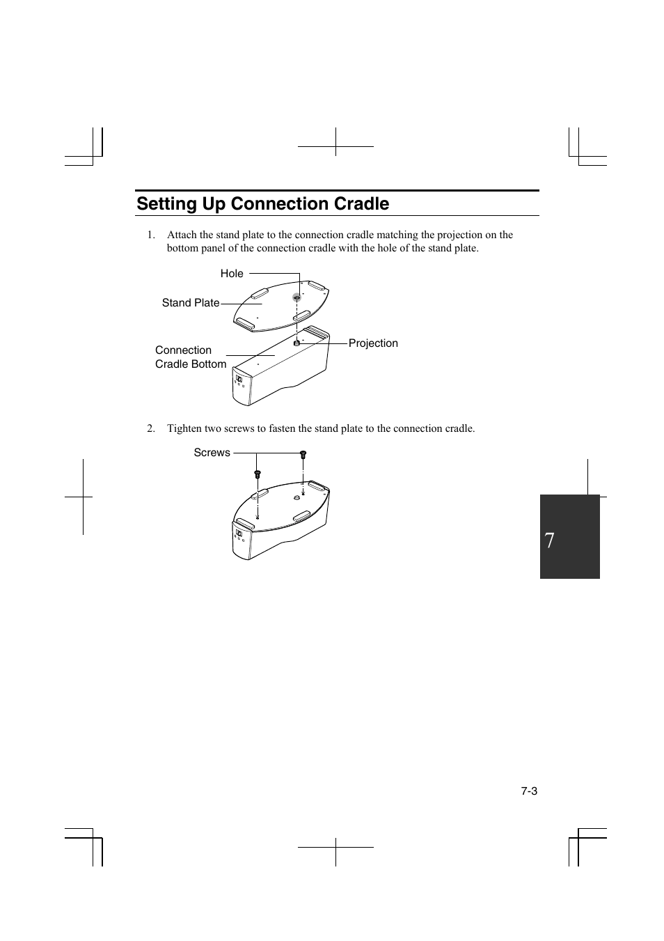 Setting up connection cradle | Sharp PC-MM1 User Manual | Page 93 / 123