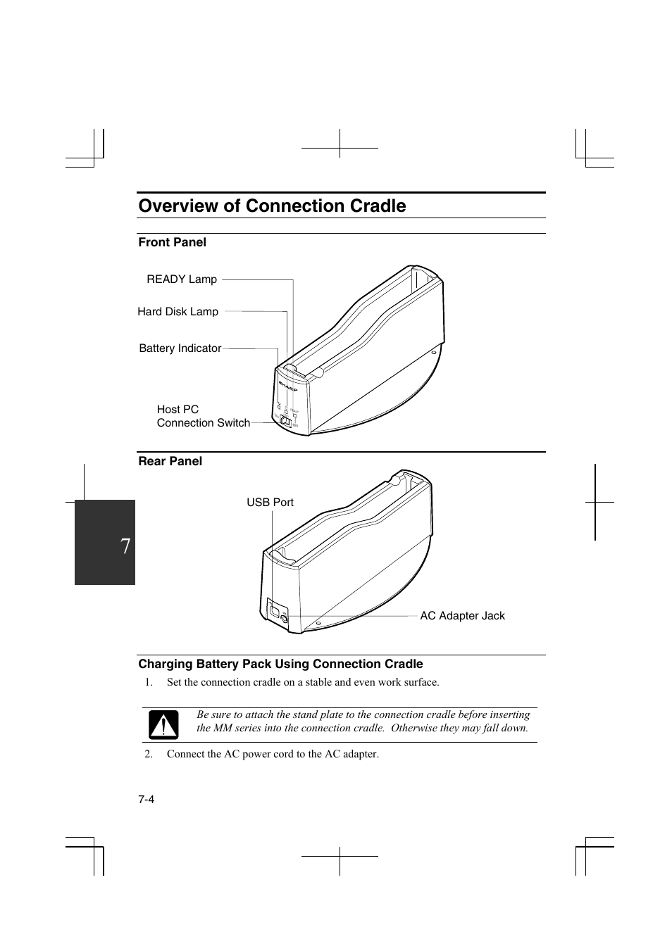 Overview of connection cradle | Sharp PC-MM1 User Manual | Page 94 / 123