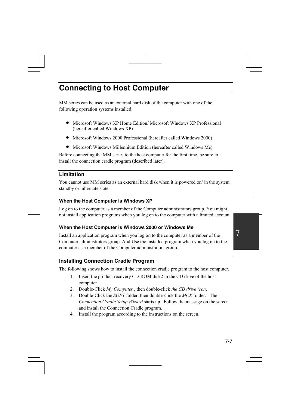 Connecting to host computer | Sharp PC-MM1 User Manual | Page 97 / 123