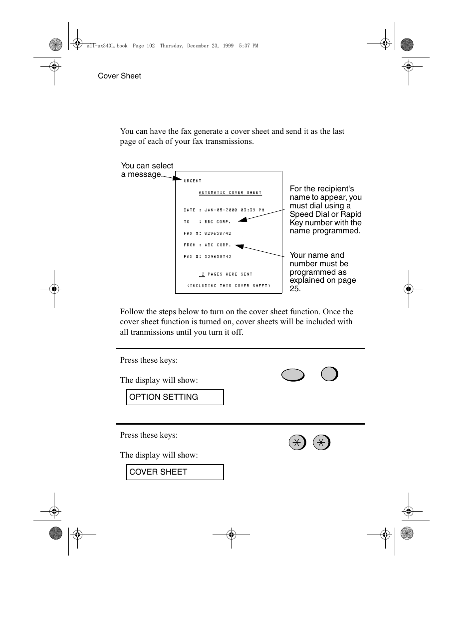 Cover sheet | Sharp UX-340L User Manual | Page 104 / 155