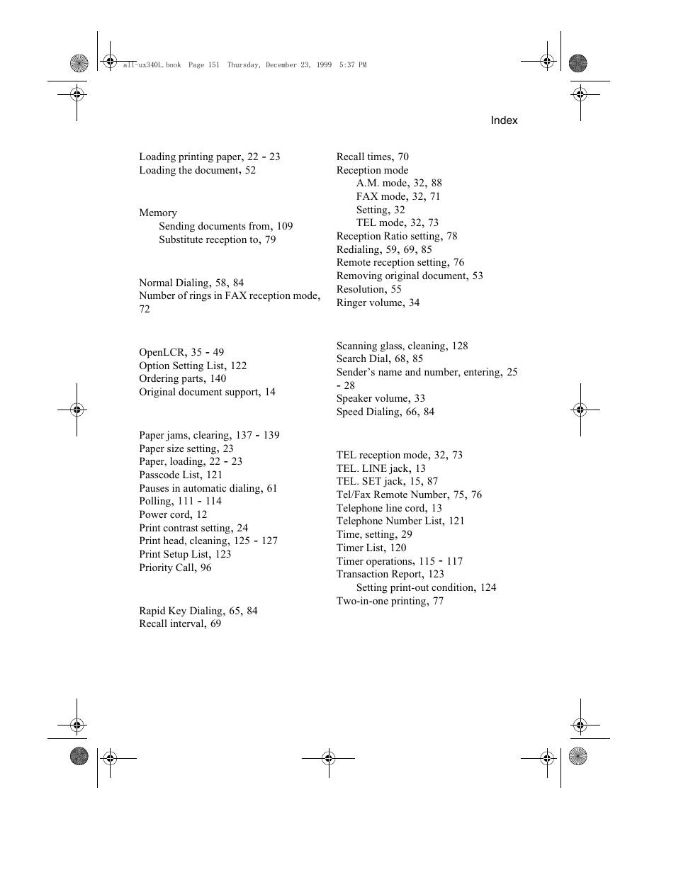 Sharp UX-340L User Manual | Page 153 / 155