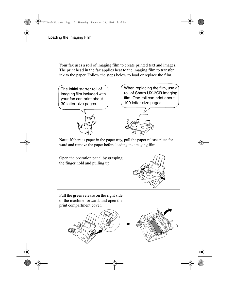 Loading the imaging film | Sharp UX-340L User Manual | Page 18 / 155