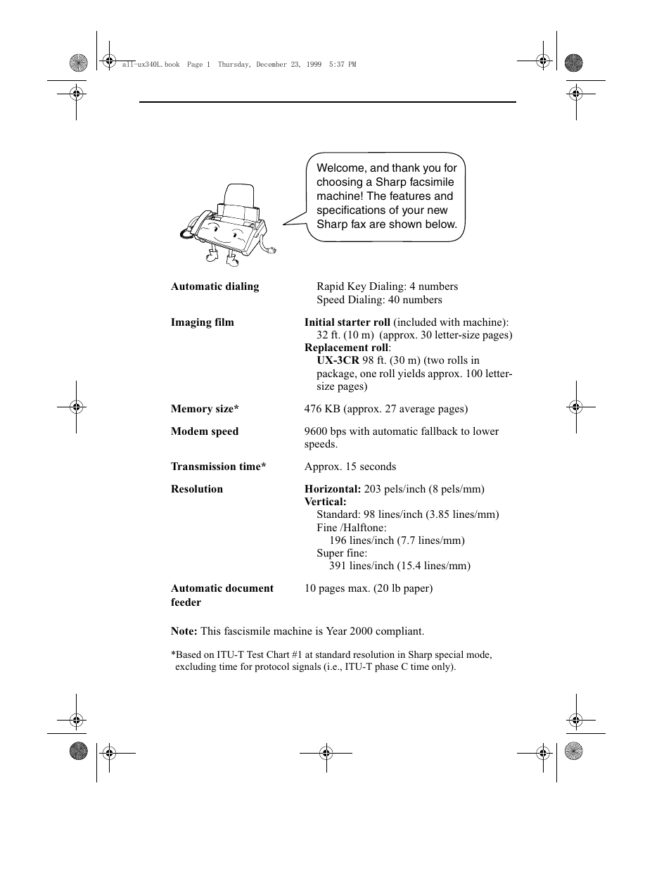 Introduction | Sharp UX-340L User Manual | Page 3 / 155