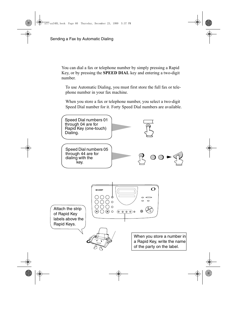 Sending a fax by automatic dialing | Sharp UX-340L User Manual | Page 62 / 155