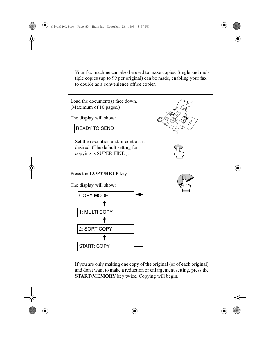 Making copies | Sharp UX-340L User Manual | Page 82 / 155