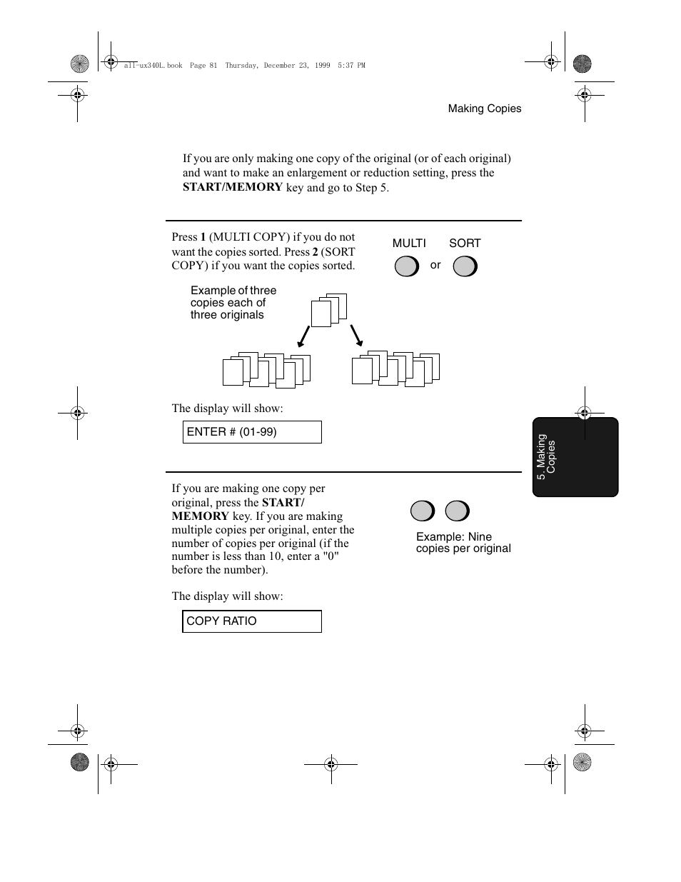 The display will show | Sharp UX-340L User Manual | Page 83 / 155