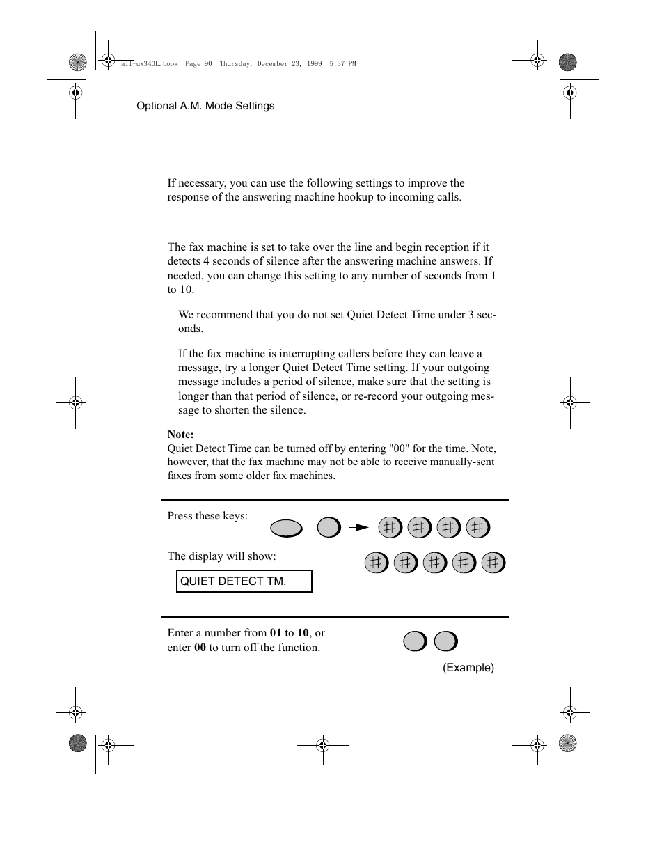 Optional a.m. mode settings | Sharp UX-340L User Manual | Page 92 / 155