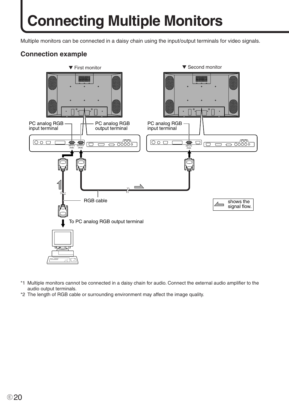 Connecting multiple monitors, Connection example | Sharp PN-455 User Manual | Page 20 / 62