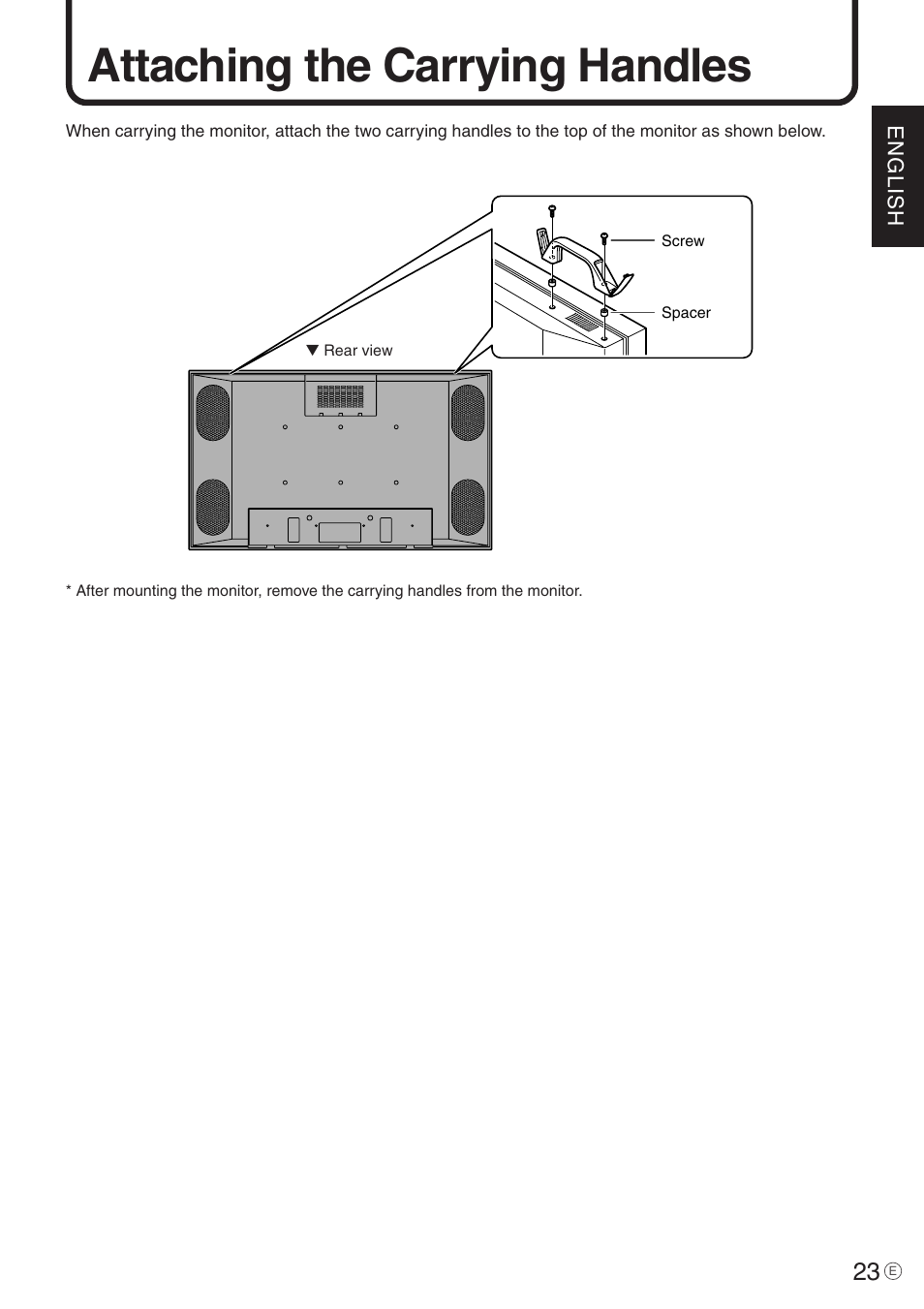 Attaching the carrying handles | Sharp PN-455 User Manual | Page 23 / 62