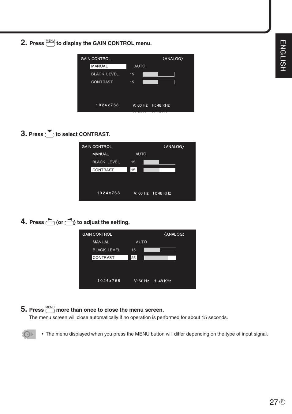 English | Sharp PN-455 User Manual | Page 27 / 62