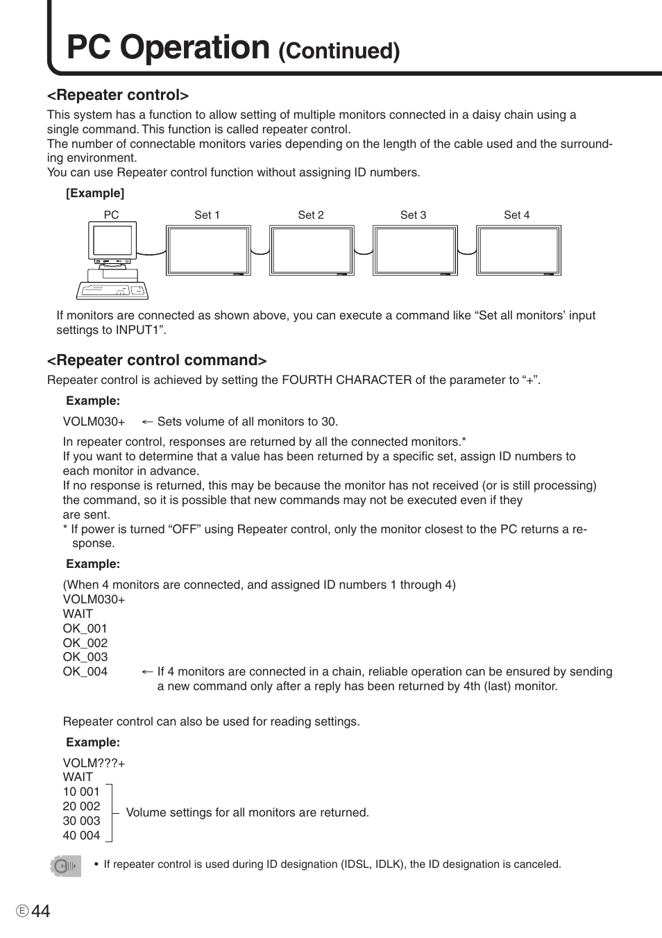 Pc operation, Continued) | Sharp PN-455 User Manual | Page 44 / 62