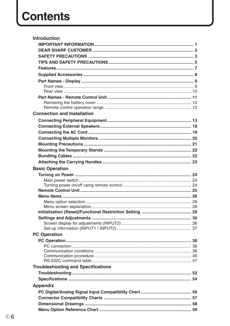 Sharp PN-455 User Manual | Page 6 / 62