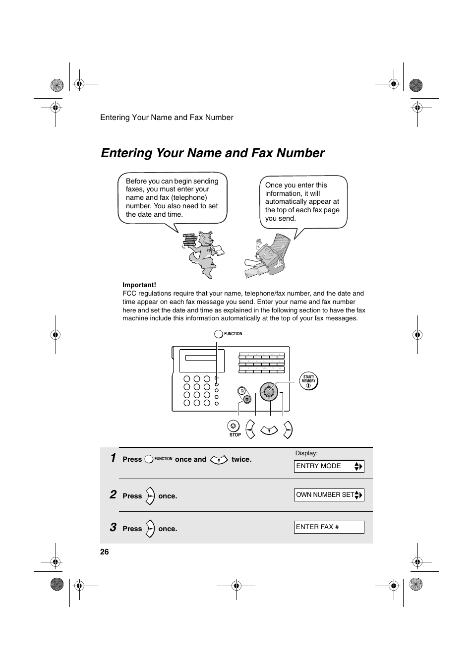 Entering your name and fax number | Sharp FO-B1600 User Manual | Page 28 / 120