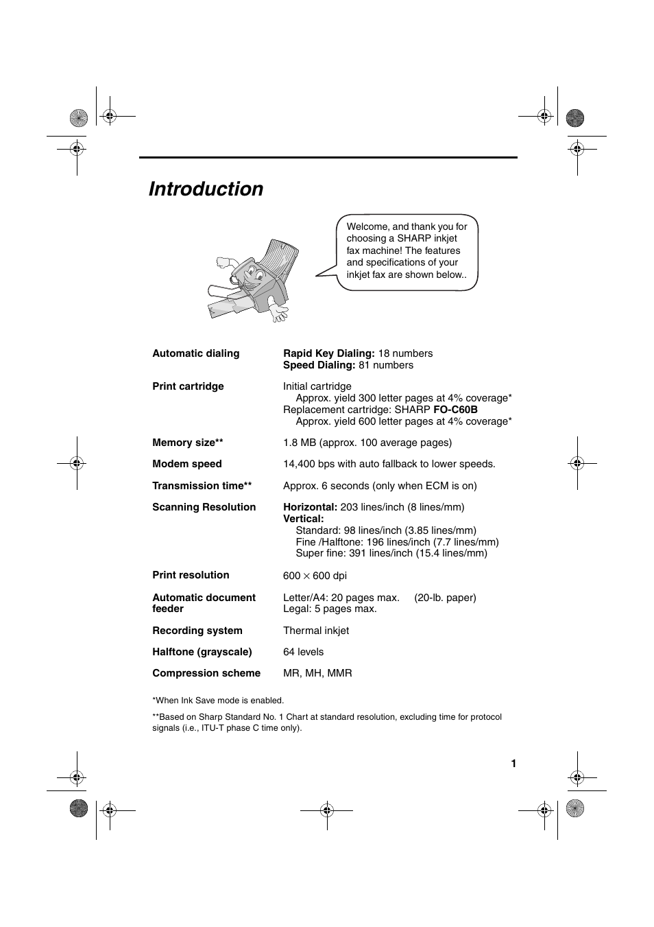 Introduction | Sharp FO-B1600 User Manual | Page 3 / 120