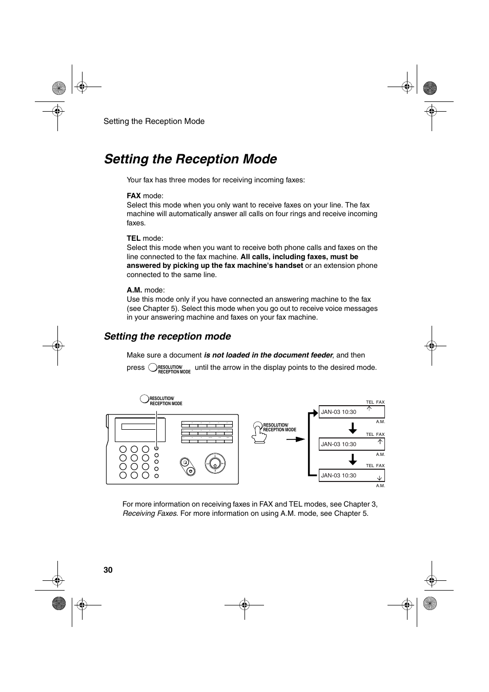 Setting the reception mode | Sharp FO-B1600 User Manual | Page 32 / 120