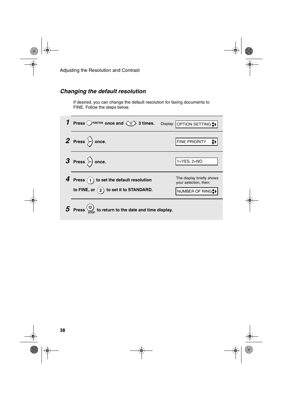 Changing the default resolution | Sharp FO-B1600 User Manual | Page 40 / 120