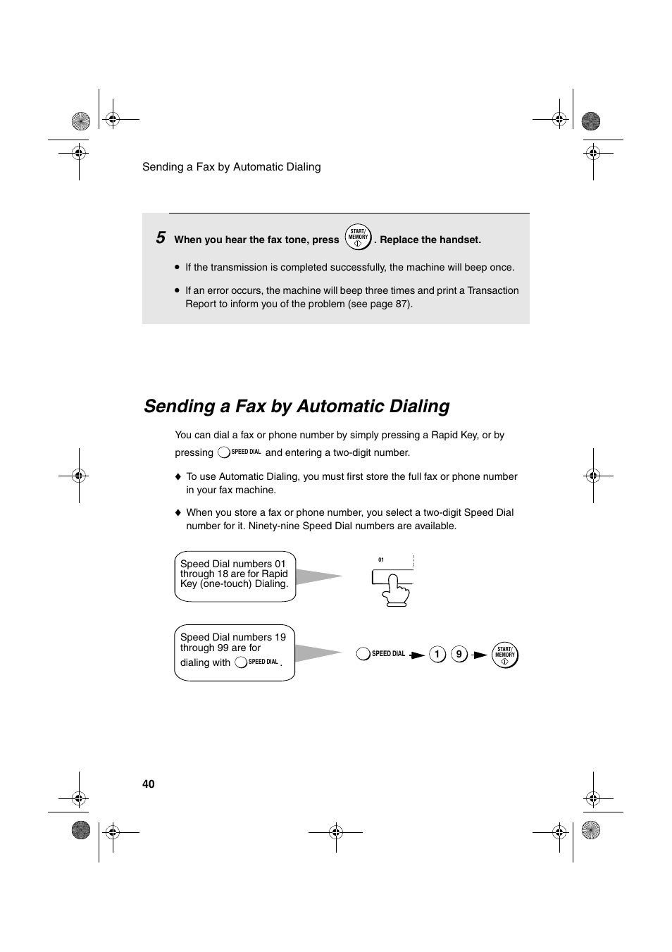 Sending a fax by automatic dialing | Sharp FO-B1600 User Manual | Page 42 / 120