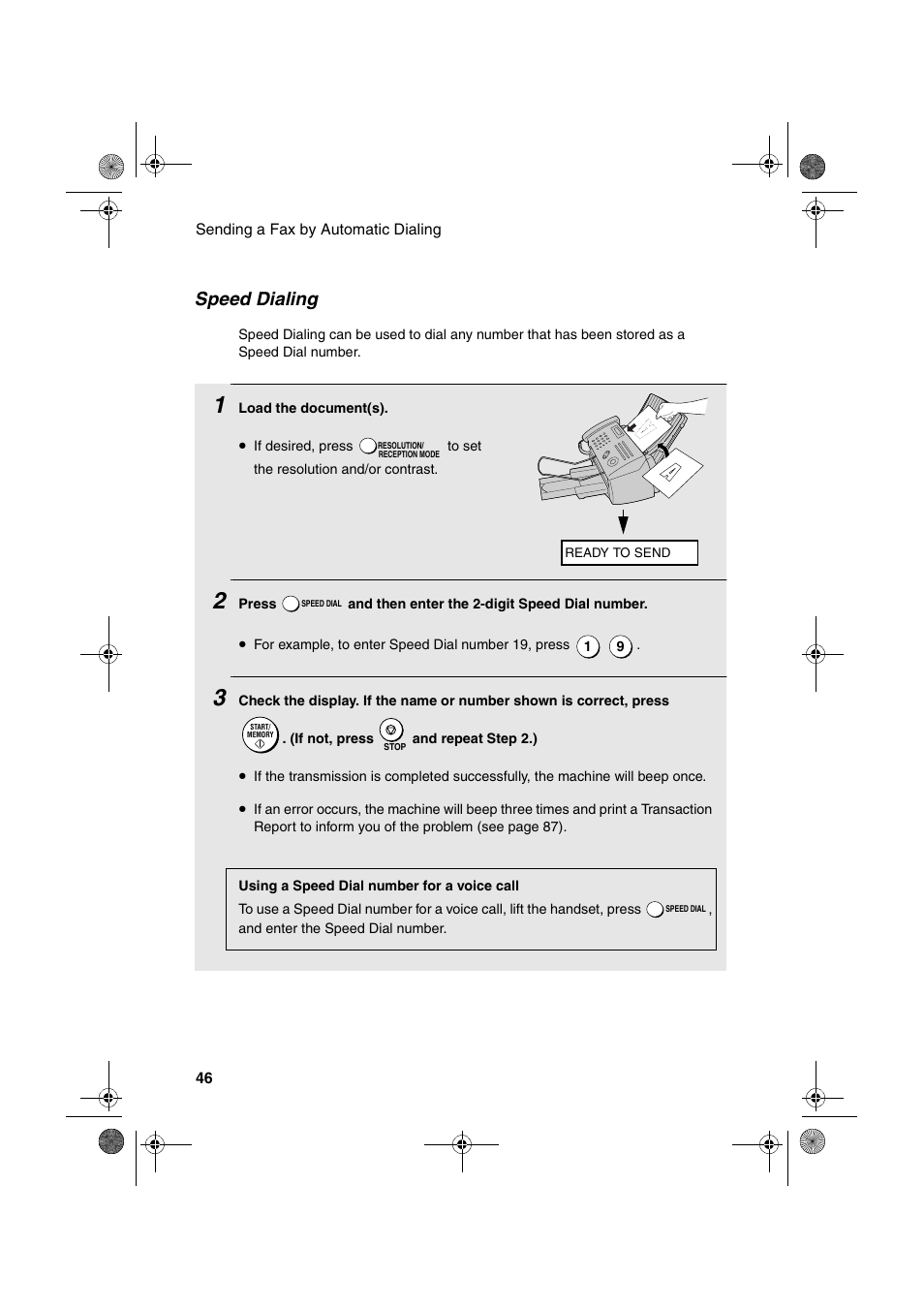 Speed dialing | Sharp FO-B1600 User Manual | Page 48 / 120