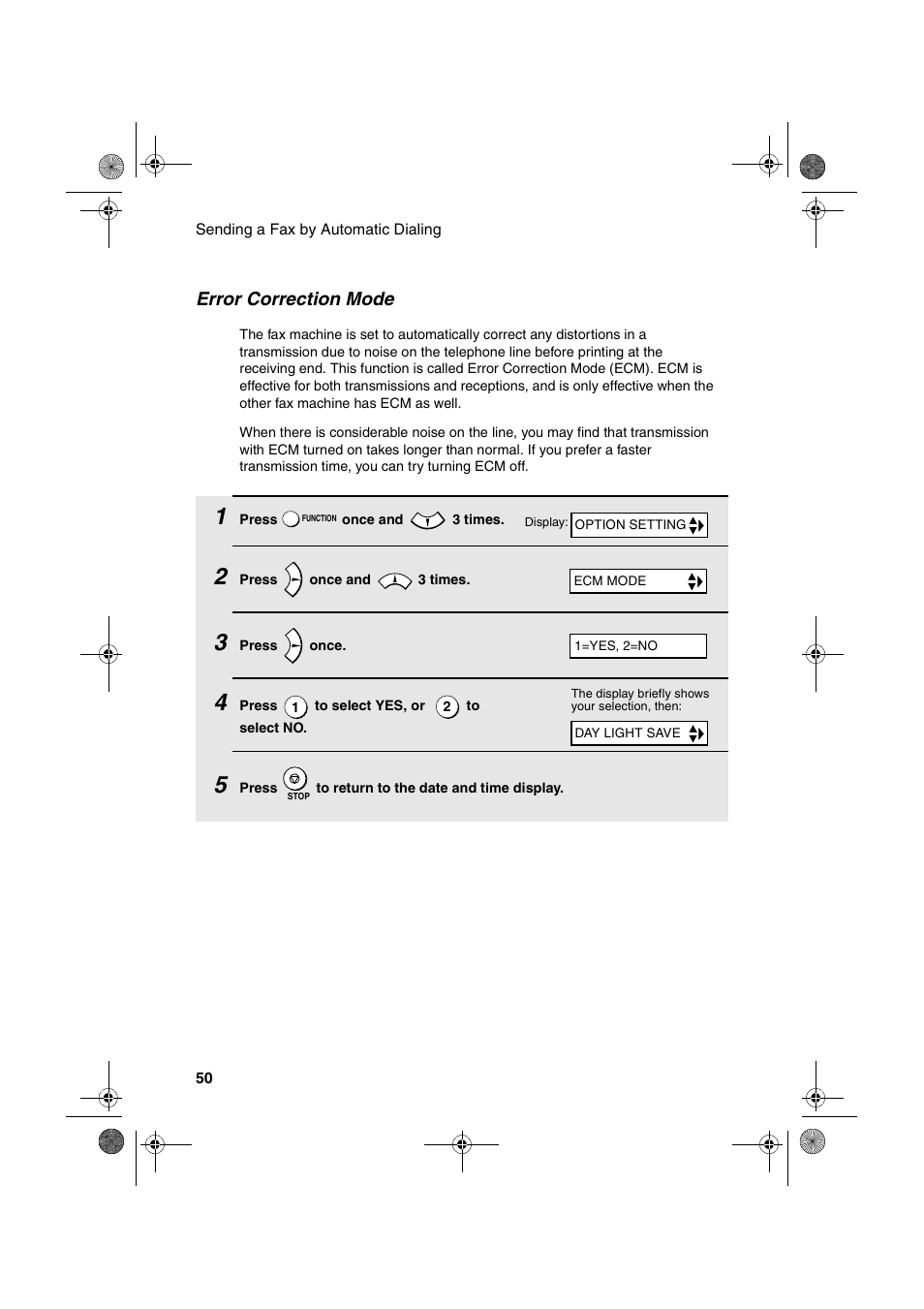 Error correction mode | Sharp FO-B1600 User Manual | Page 52 / 120