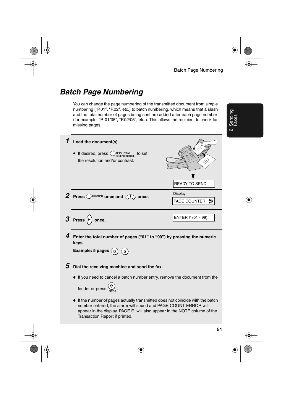 Batch page numbering | Sharp FO-B1600 User Manual | Page 53 / 120