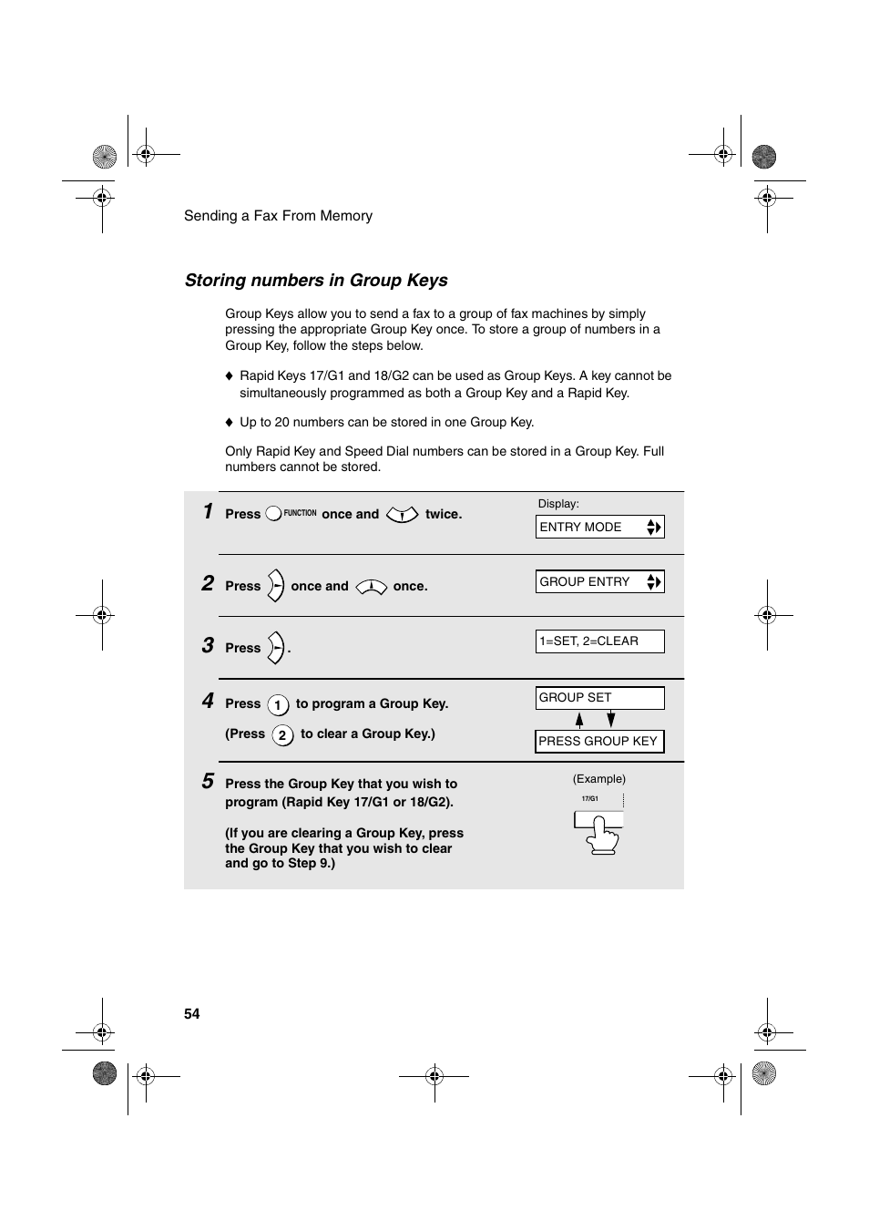 Storing numbers in group keys | Sharp FO-B1600 User Manual | Page 56 / 120