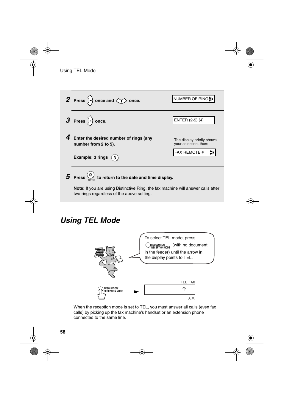 Using tel mode | Sharp FO-B1600 User Manual | Page 60 / 120