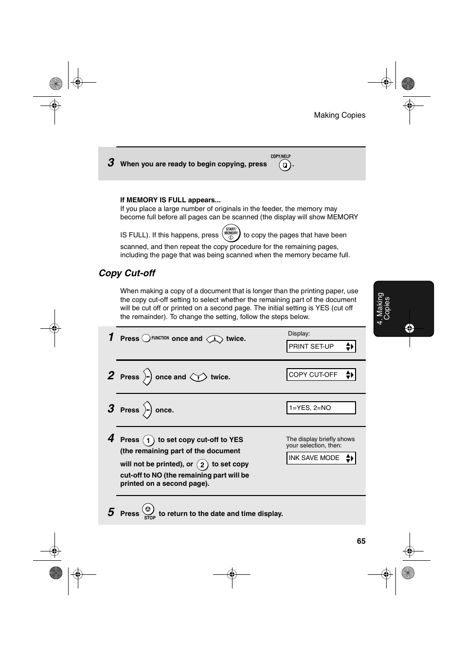 Copy cut-off | Sharp FO-B1600 User Manual | Page 67 / 120