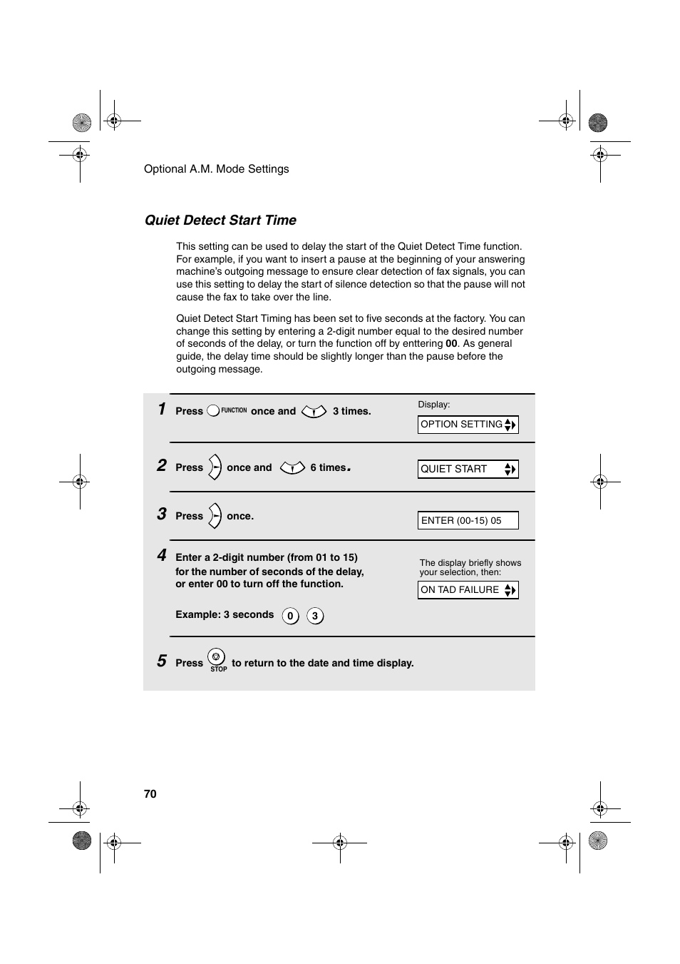 Quiet detect start time | Sharp FO-B1600 User Manual | Page 72 / 120