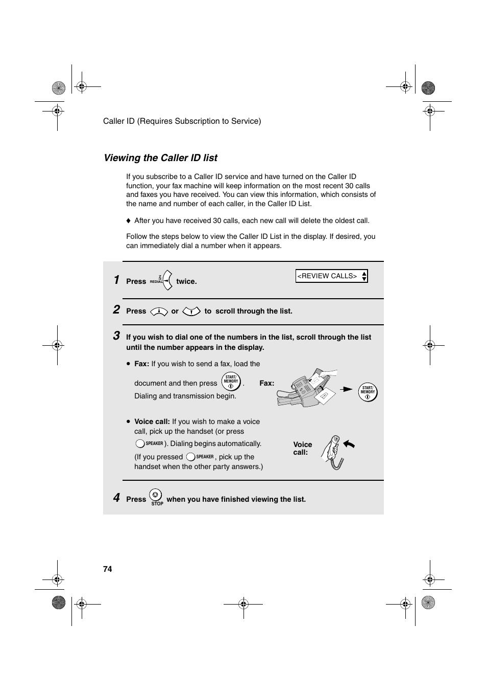 Viewing the caller id list | Sharp FO-B1600 User Manual | Page 76 / 120