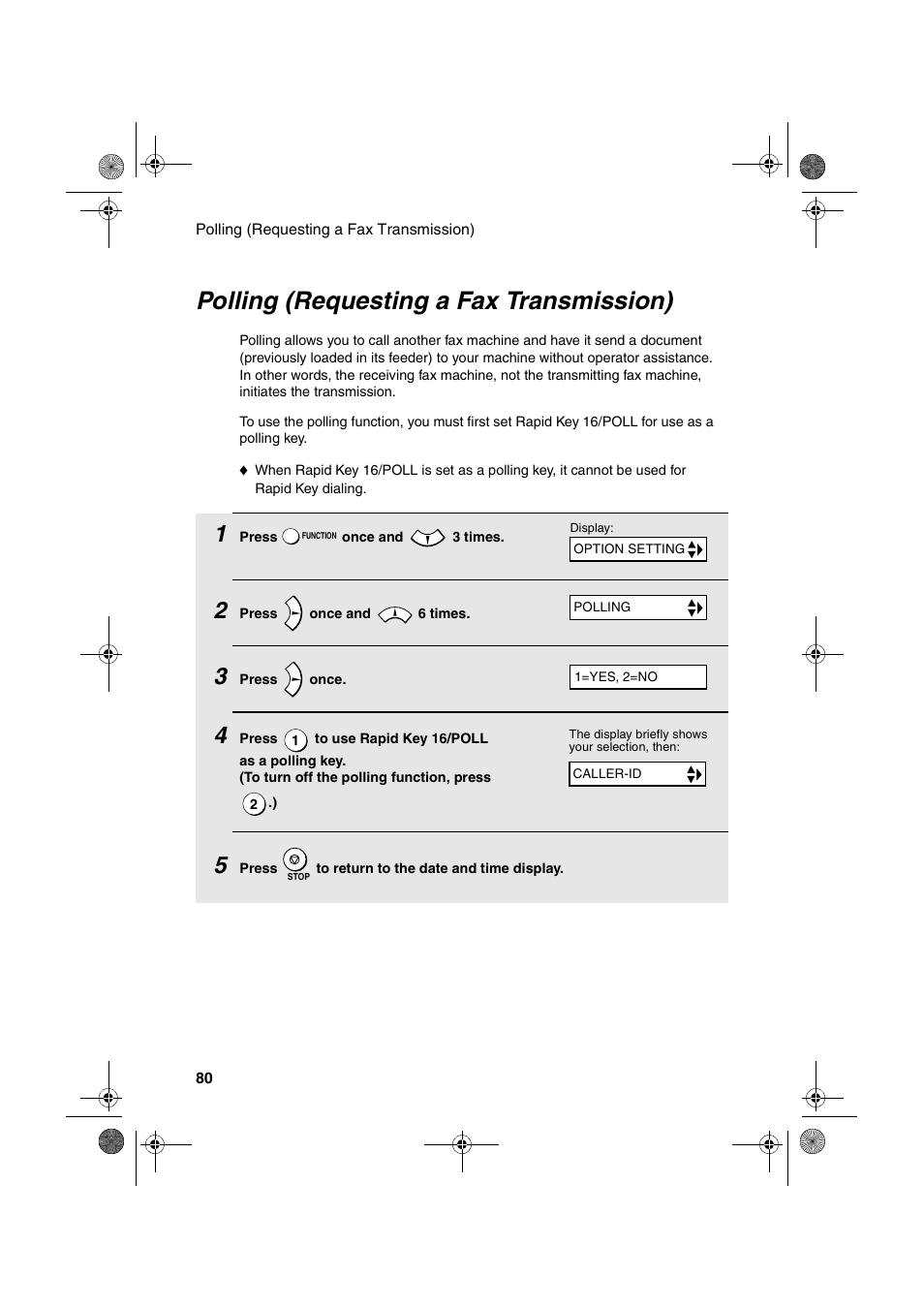 Polling (requesting a fax transmission) | Sharp FO-B1600 User Manual | Page 82 / 120