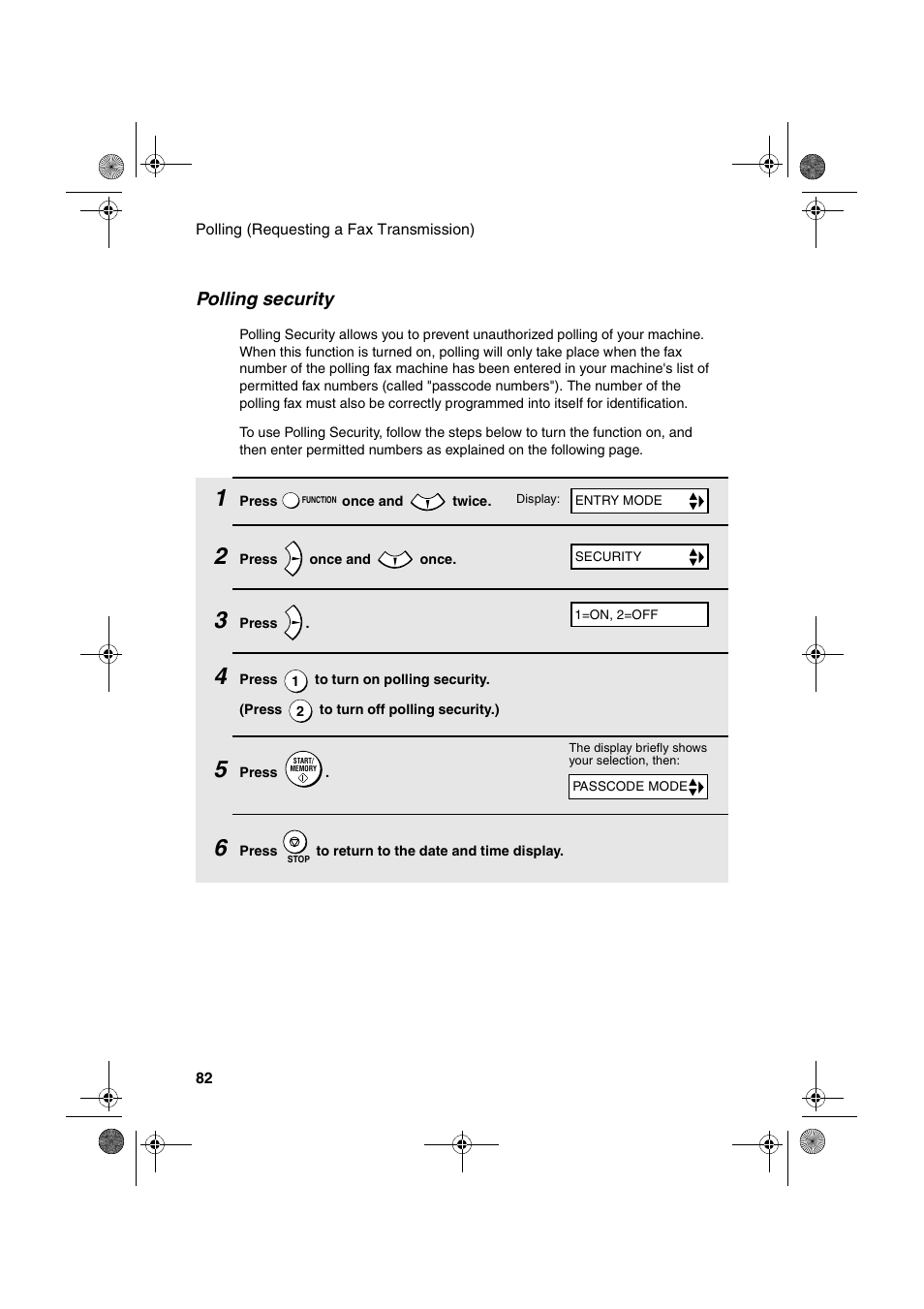 Polling security | Sharp FO-B1600 User Manual | Page 84 / 120