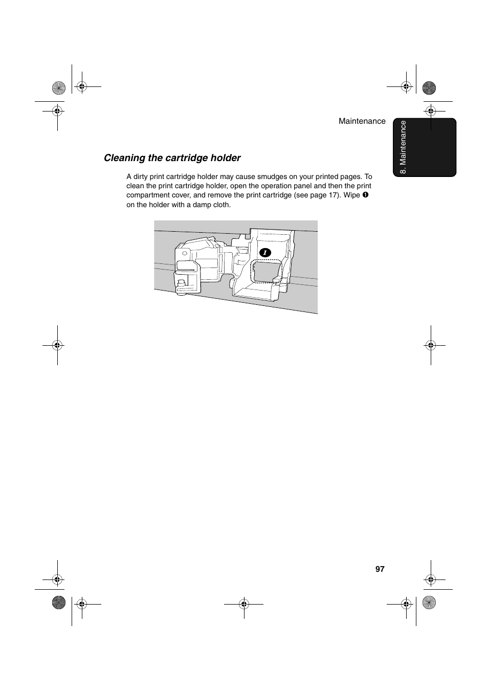 Cleaning the cartridge holder | Sharp FO-B1600 User Manual | Page 99 / 120