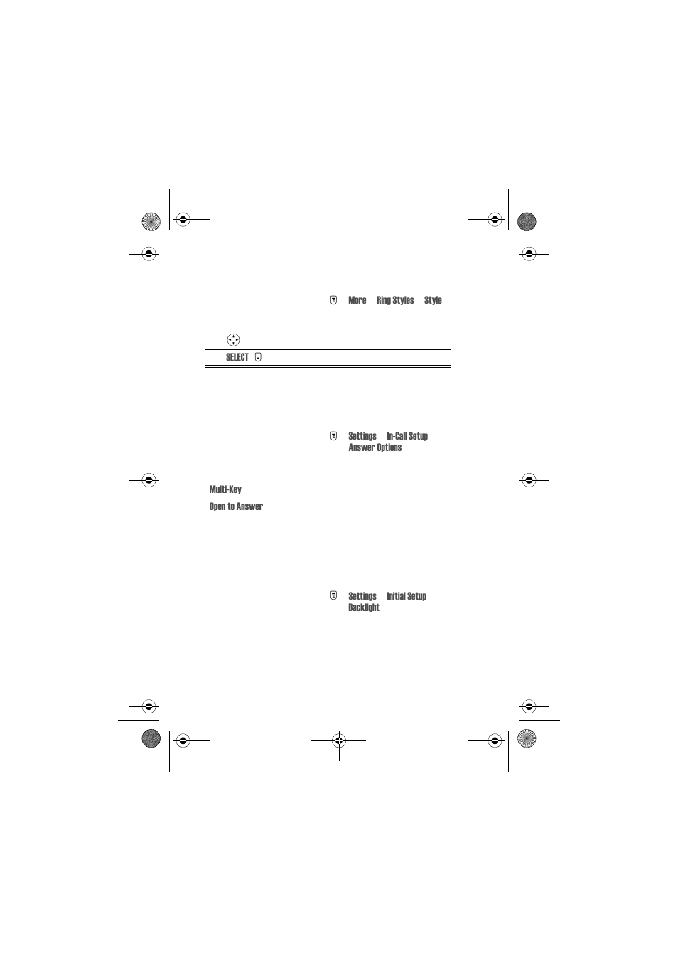 Setting answer options, Adjusting the backlight | Motorola Talkabout 720i User Manual | Page 47 / 85