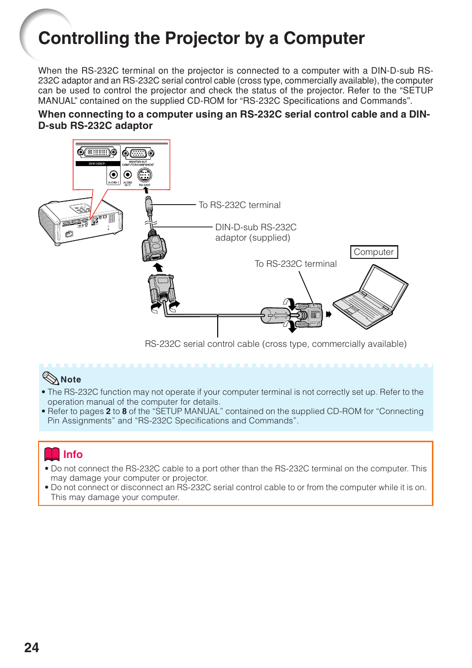 Controlling the projector by a computer, Controlling the projector by, A computer | Sharp PG-F320W User Manual | Page 28 / 72