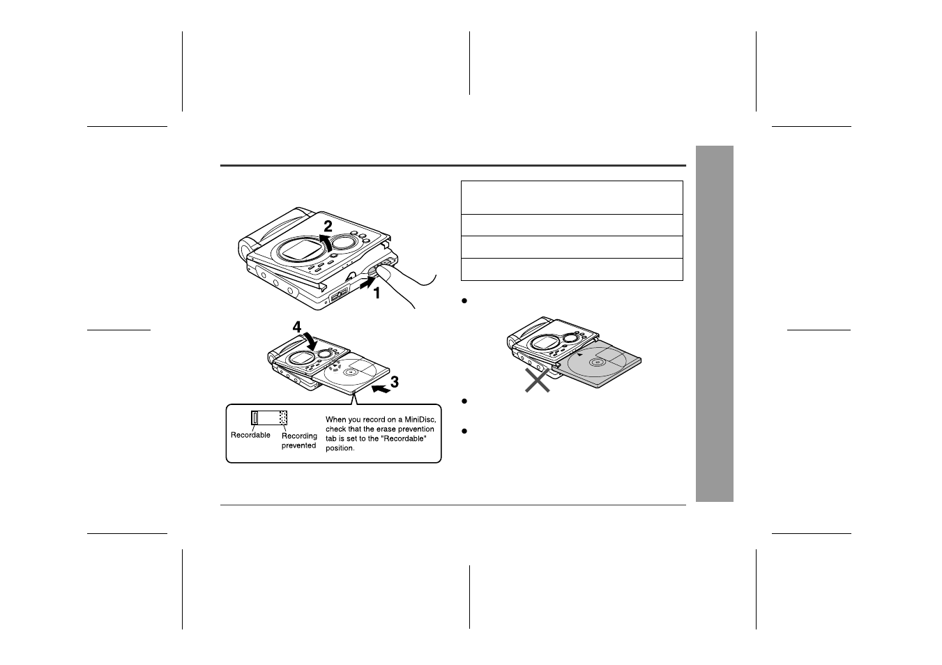 Inserting a minidisc, Pr ep ar at ion | Sharp MD-MT80H User Manual | Page 9 / 48