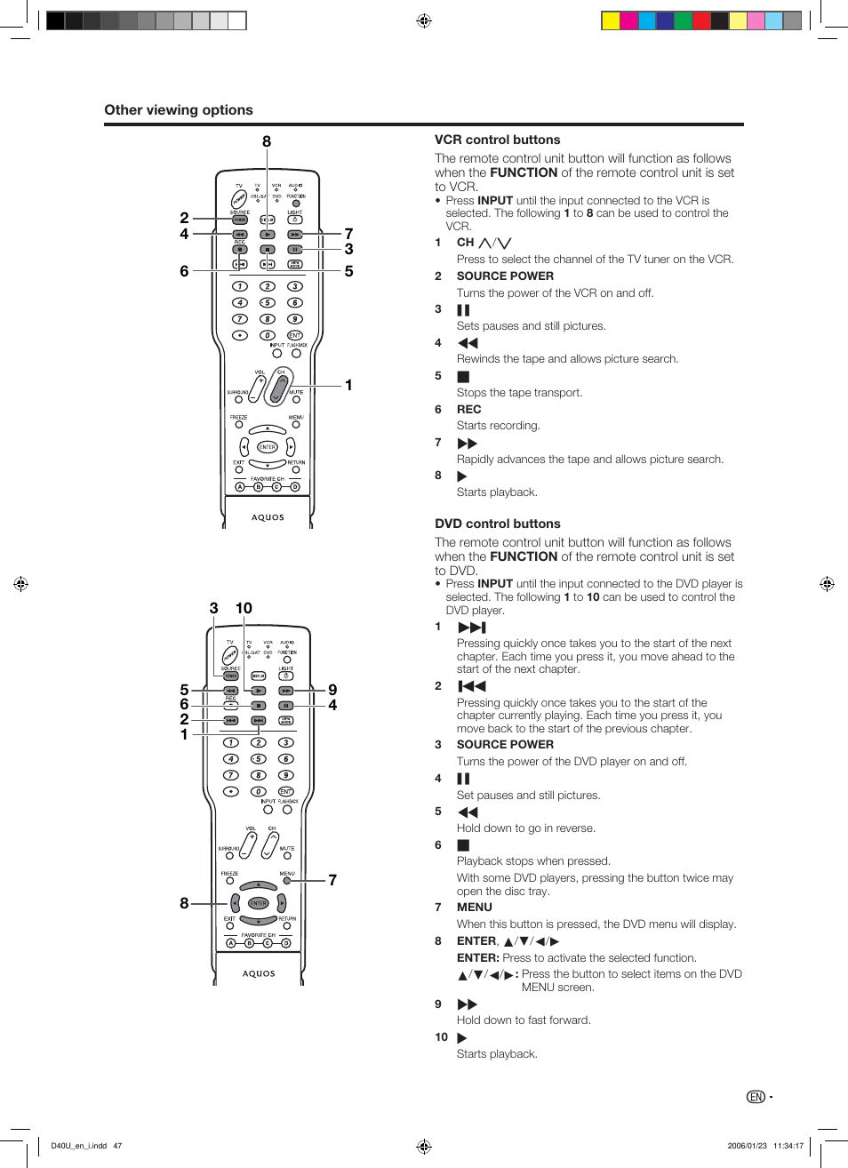 Sharp Aquos LC 45D40U User Manual | Page 48 / 54