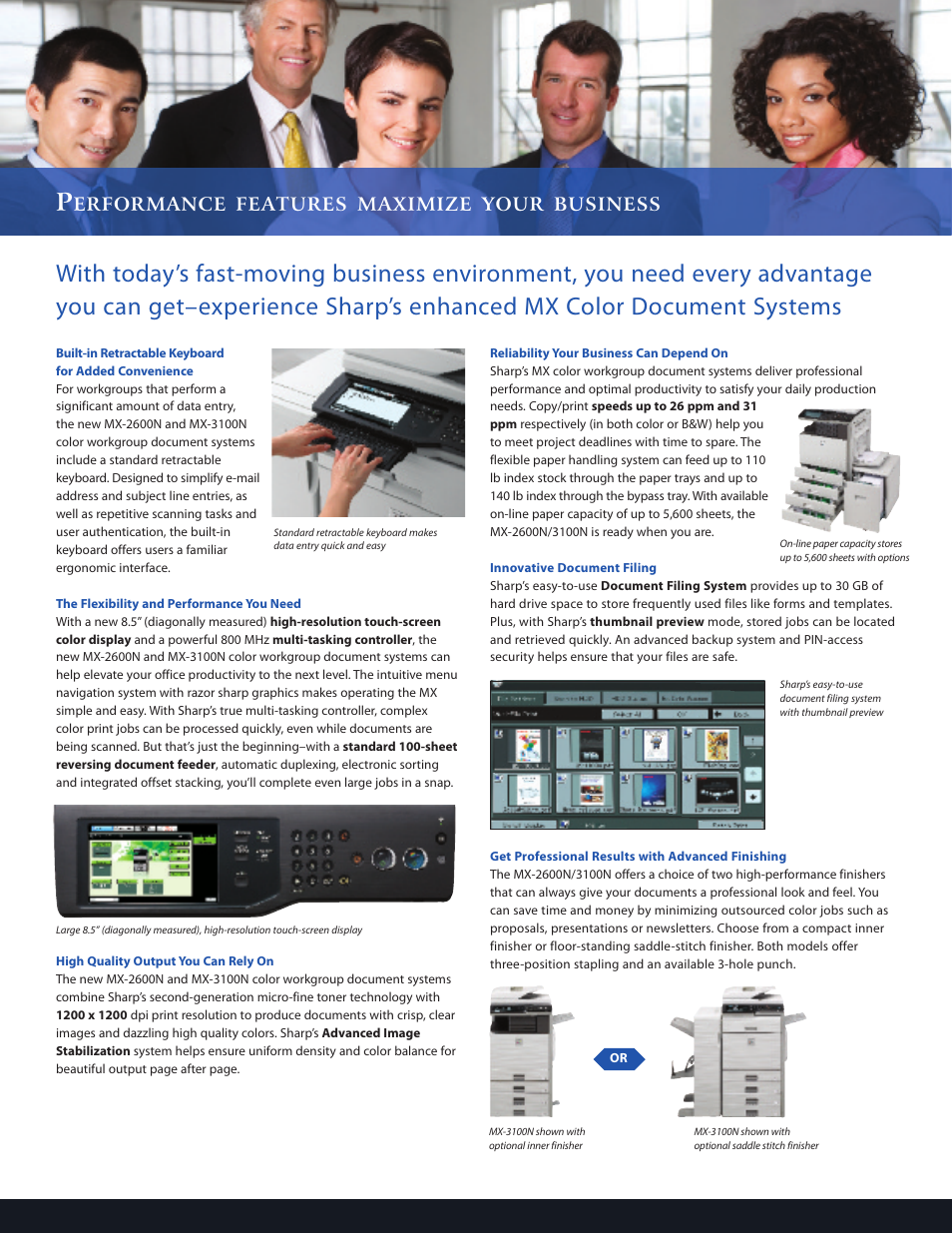 Erformance features maximize your business | Sharp MX-2600N User Manual | Page 4 / 8