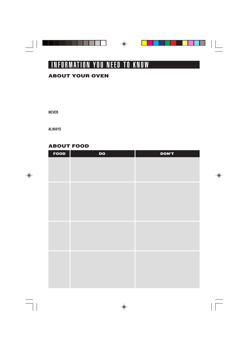 Sec r-190h, About your oven, About food | Sharp R-190HK/HW User Manual | Page 6 / 20