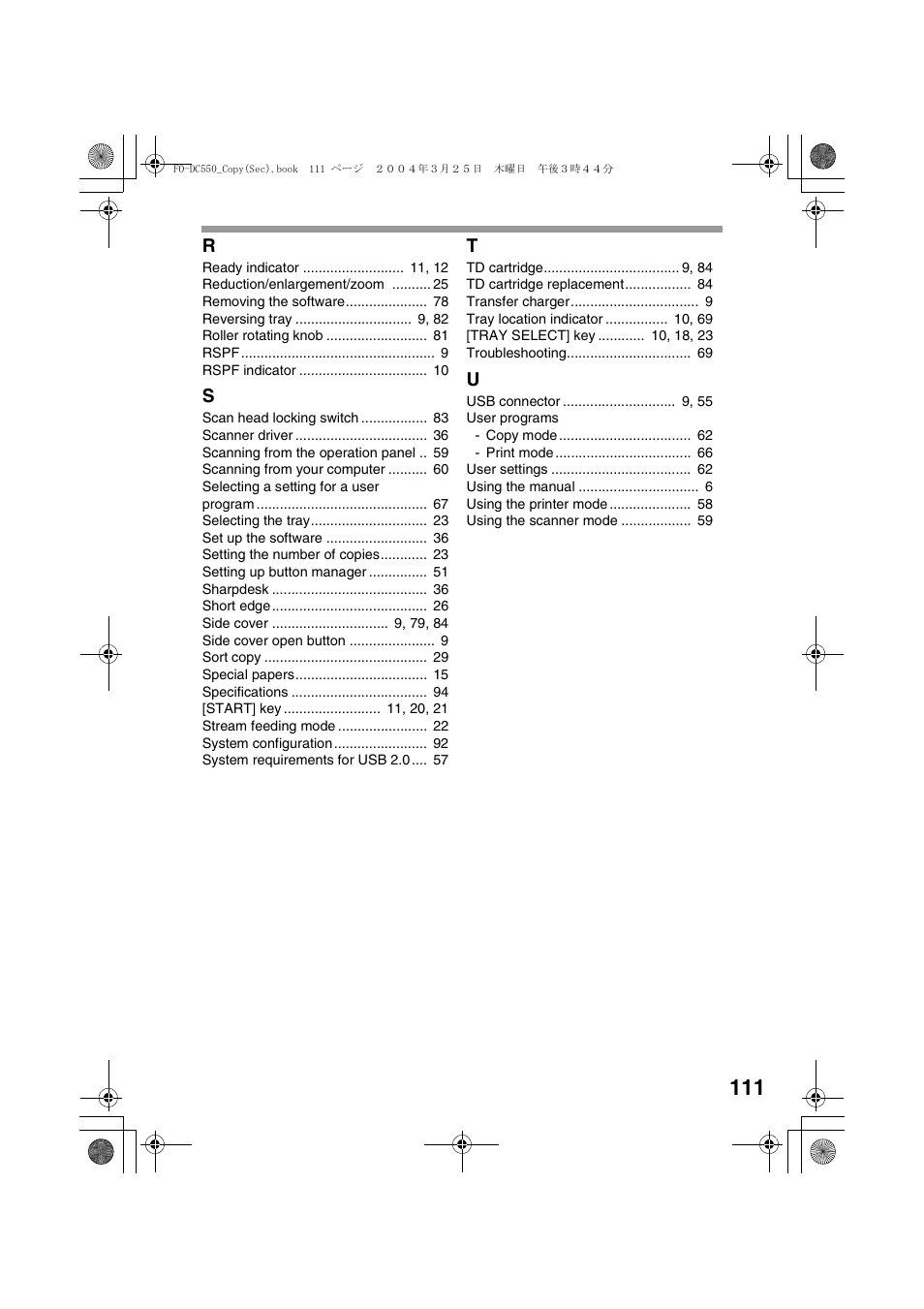Sharp FODC550 User Manual | Page 113 / 116