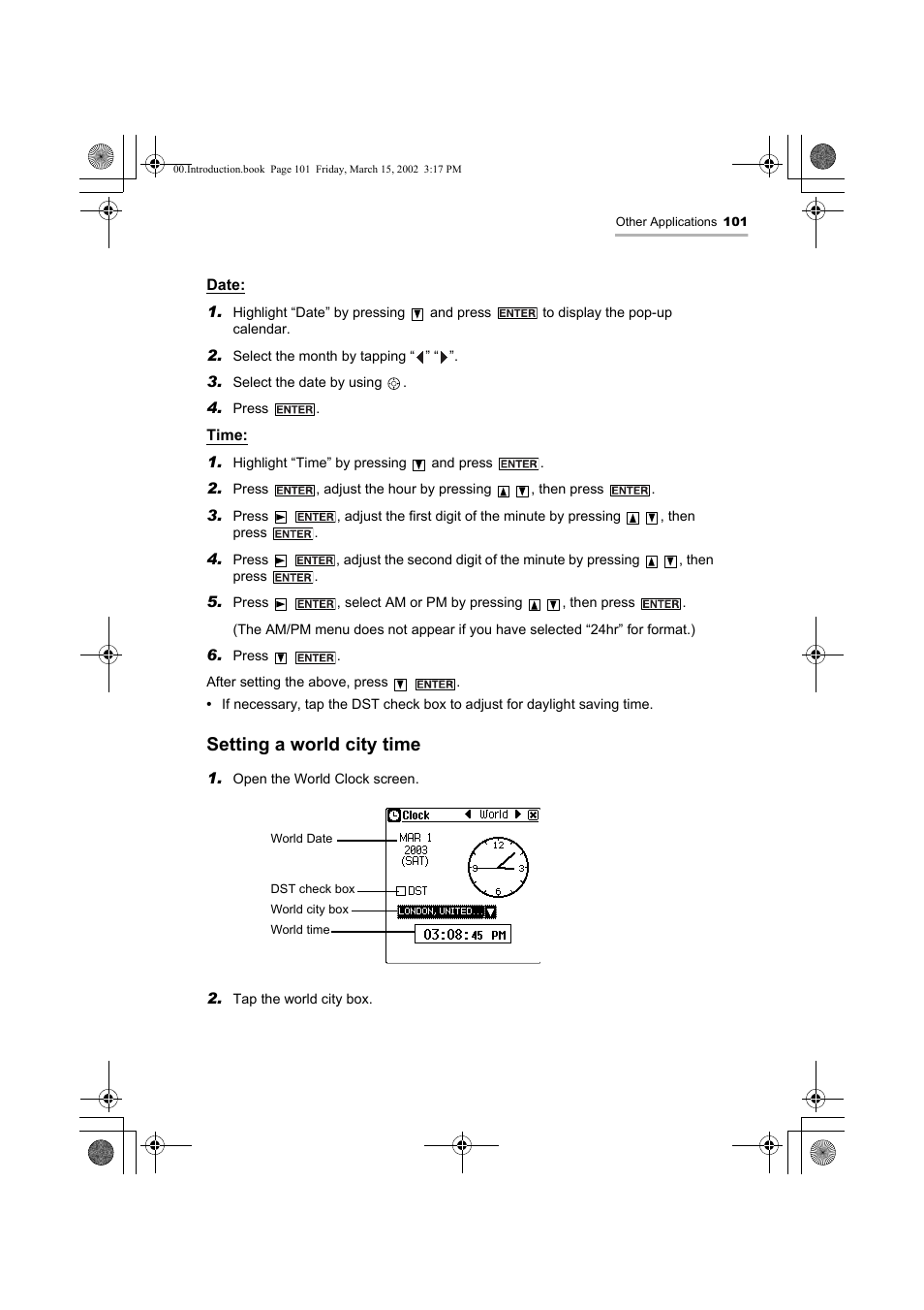 Setting a world city time | Sharp OZ-800 User Manual | Page 103 / 132